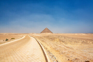 Fototapeta na wymiar View of the road leading to the Red Pyramid in Dahshur, Egypt