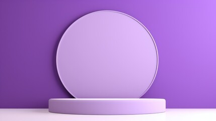Empty violet circle base on wall for logo mockup, front view, high quality, high resolution, 