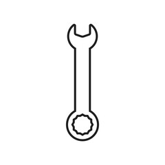 Wrench icon on black background.