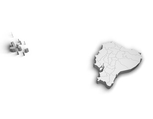 3d Ecuador map illustration white background isolate