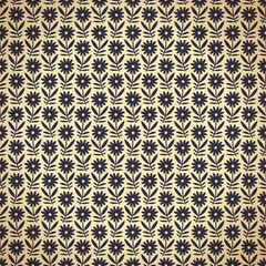 Hand drawn seamless pattern with decorative doodle flowers, repeat pattern with flowers and leaves