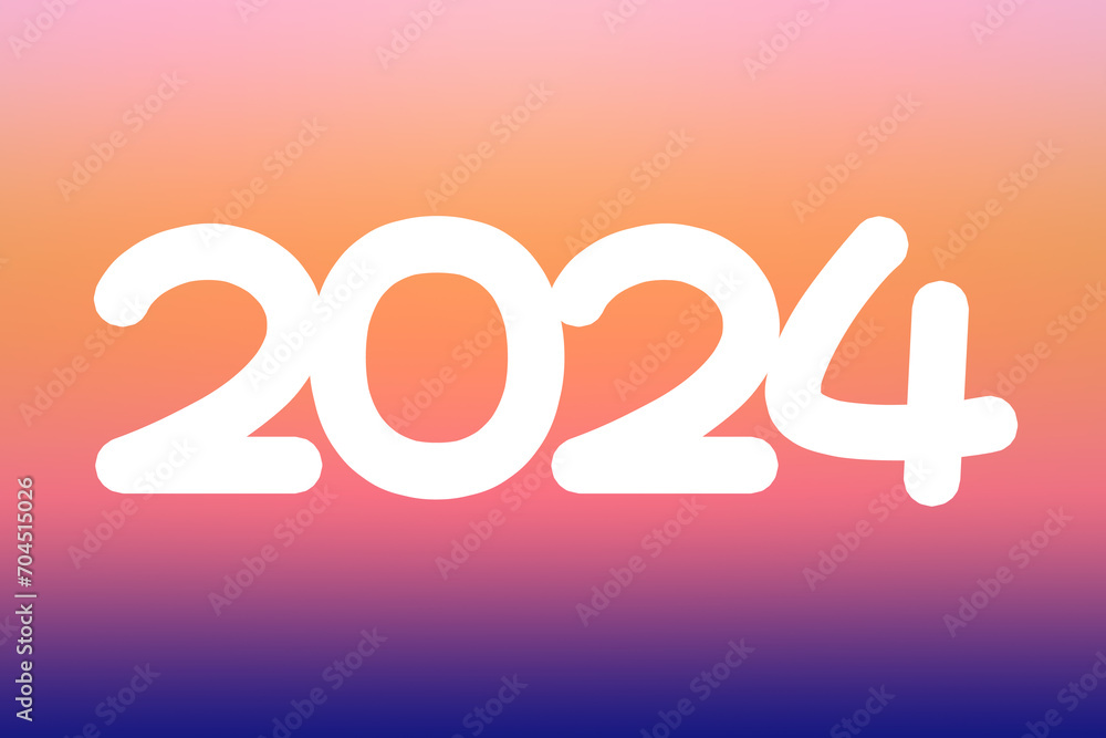 Fototapete happy new year 2024 design. with colorful truncated number illustrations. premium vector design for 