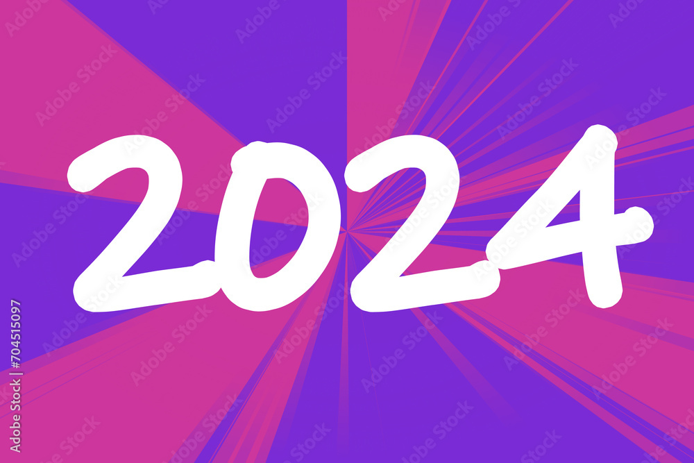 Fototapete happy new year 2024 design. with colorful truncated number illustrations. premium vector design for 