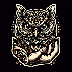 owl of the sun vector illustration