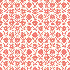 Fototapeta premium Hand drawn seamless pattern with decorative doodle flowers, repeat pattern with flowers and leaves