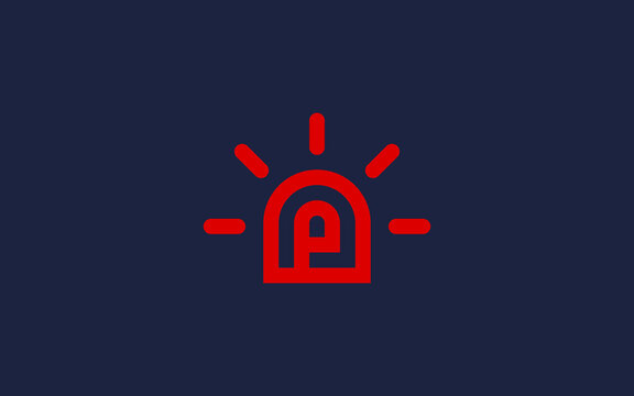 letter p with emergency lights logo icon design vector design template inspiration