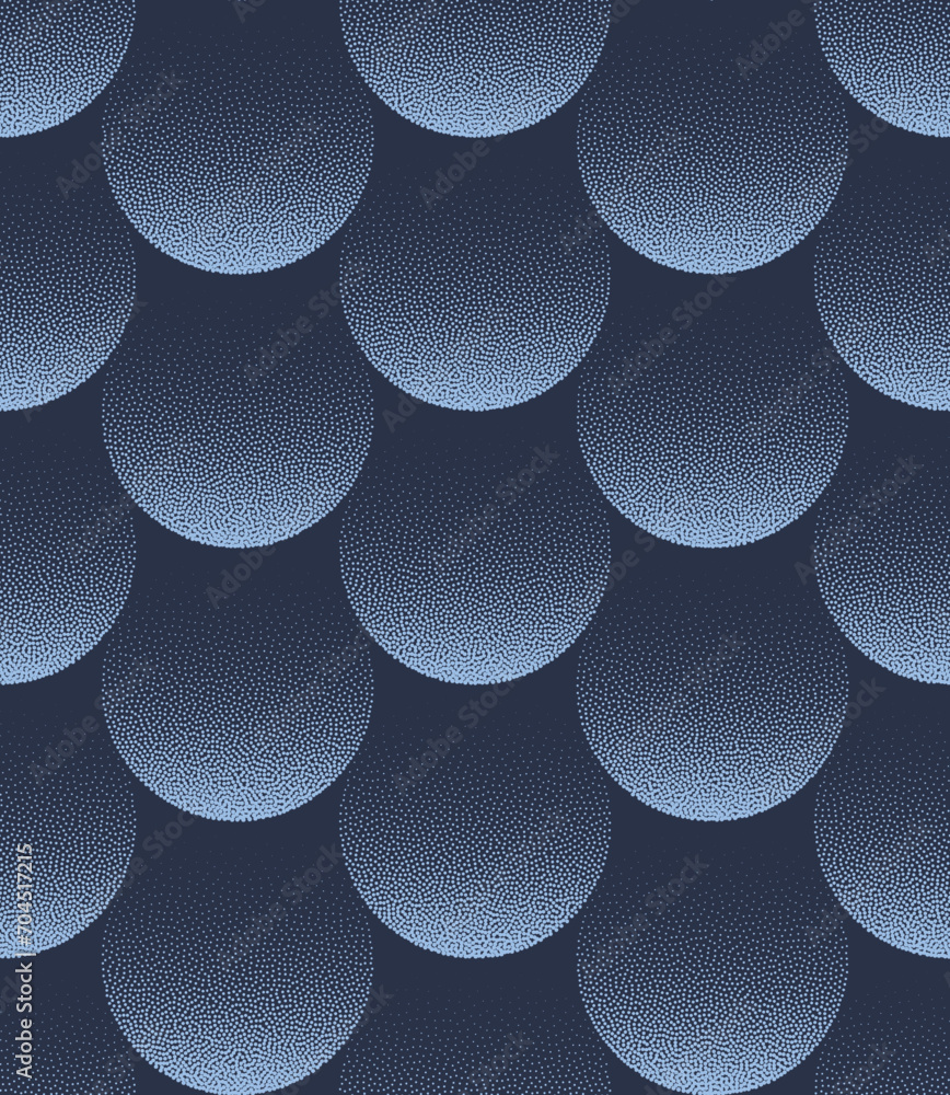 Poster circles layered structure vector seamless pattern trend dark blue abstract background. endless graph