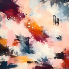 Abstract backgrounds and vibrant brushstrokes define modern, colorful art paintings