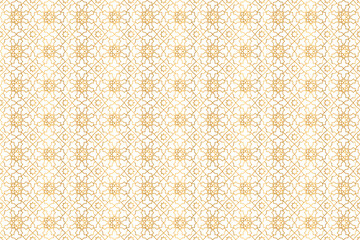 Islamic seamless pattern. Repeating gold arabesque background. Repeated morocco golden motif for design prints. Repeat arabian texture. Arab ornate girih patern. Ornament stars. Vector illustration