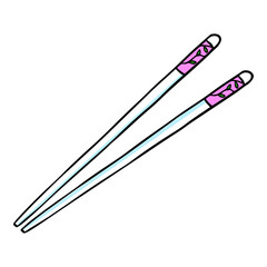 chopstick illustration colored hand drawn vector