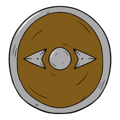 round shield illustration colored hand drawn vector