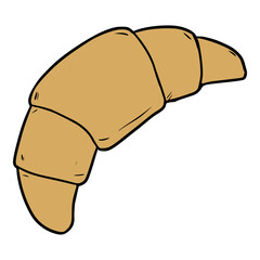 croissant illustration colored hand drawn vector