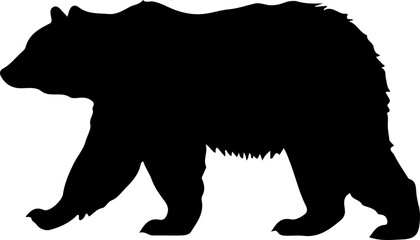 Black bear silhouette isolated on white - obrazy, fototapety, plakaty