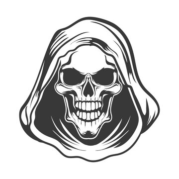 Spooky grim reaper ghost  skull   vector design 