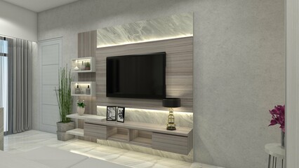 Minimalist and Modern Tv Cabinet Design with Wooden Furnish