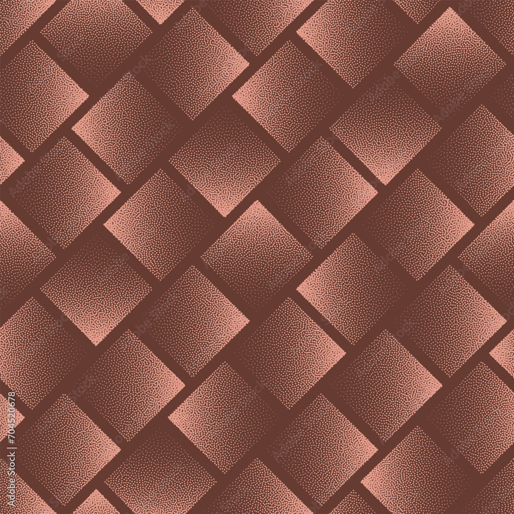 Poster square tiles angled grid vector seamless pattern trend brown abstract background. repetitive half to