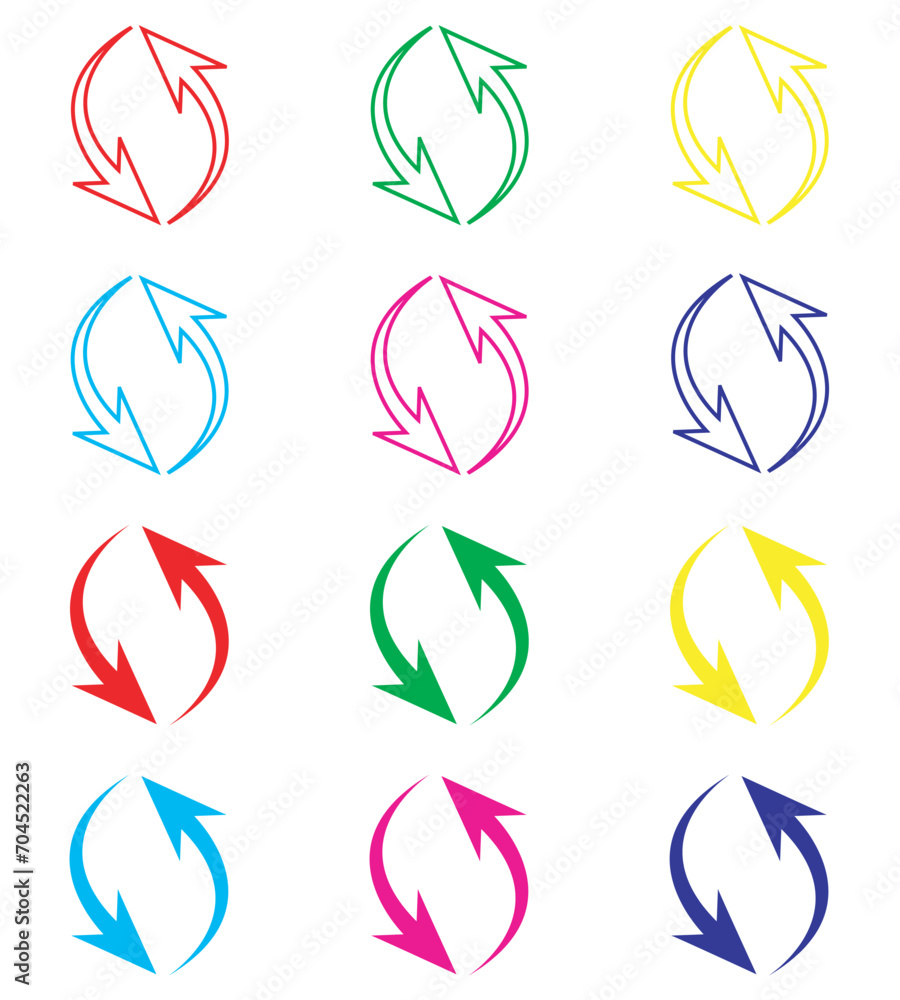 Poster repeat icon vector. refresh icon sign symbol in trendy flat style. set elements in colored icons. re