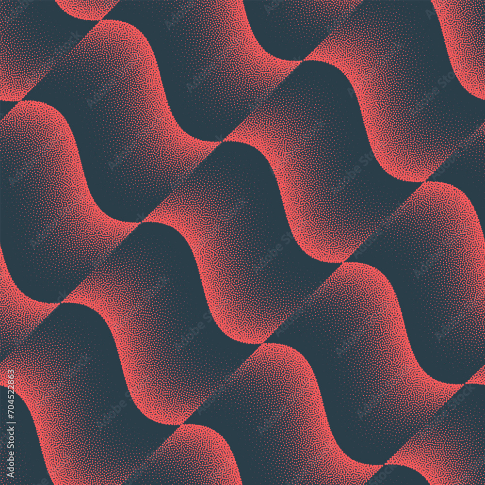 Poster tilted wavy stripes vector seamless pattern trend red super abstract background. checkered flag grap