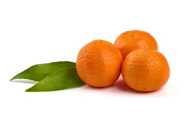 Ripe tangerines, isolated on a white background.