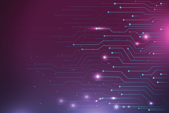 Abstract technology Vector background on the theme of digital. Dark blue background with bright blue lines computer elements.  