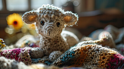 Obraz premium Happy set of Crochet animal with Crochet hand made concept