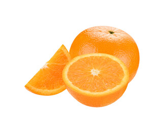Whole and slices of orange fruit isolated on transparent background. PNG
