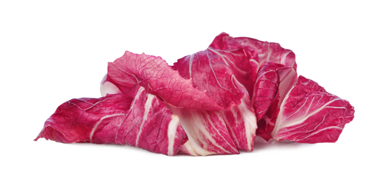 Chopped radicchio red salad isolated on transparent background. PNG