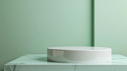 Product display green podium for product presentation.