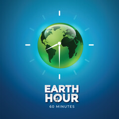 Free vector realistic earth hour illustration with planet