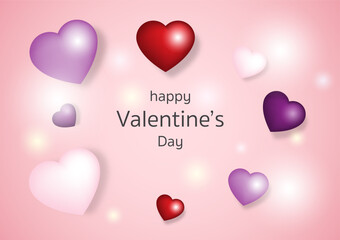 Valentine background template with decorated heart shape on love concept for banner, cover and landing page.