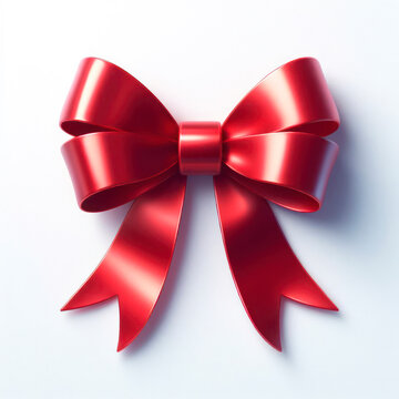 Red bow on a white background. ai generative