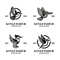 Kingfisher bird logo icon design illustration