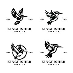 Kingfisher bird logo icon design illustration