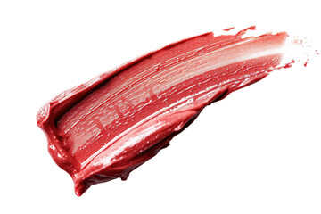 Fototapeta premium Lipstick or cosmetics smear smudge isolated on transparent png background, lipstick brush swatch, Beauty makeup foundation smudged.