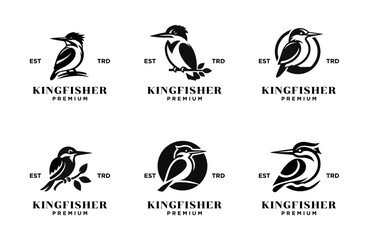 Kingfisher bird logo icon design illustration