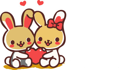 Obraz na płótnie Canvas valentine rabbit cute couple design for any content creative project