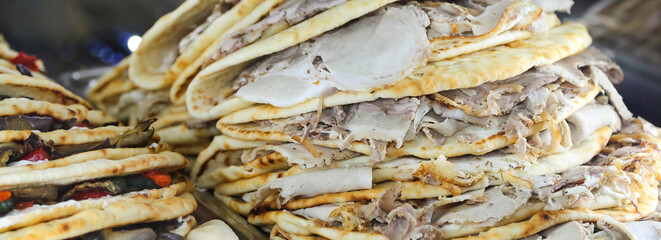 flatbread typically dish prepared in the Romagna region in Central Italy