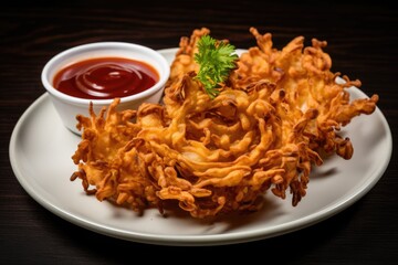 payaz pakora with ketchup