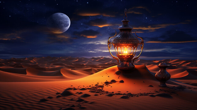 Aladdin's lamp in the desert.AI. Generative AI