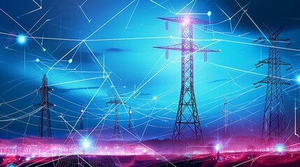 Electrifying Future: The Next-Gen Energy Pylon - obrazy, fototapety, plakaty