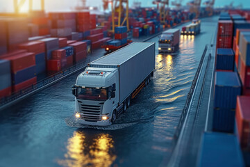 cargo logistics and transportation leader - obrazy, fototapety, plakaty