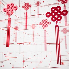 Chinese New Year background. 3D illustration. 3D rendering. red colour design. traditional concept image. object design graphic element. celebrate geometry shape. modern festive digital image holiday