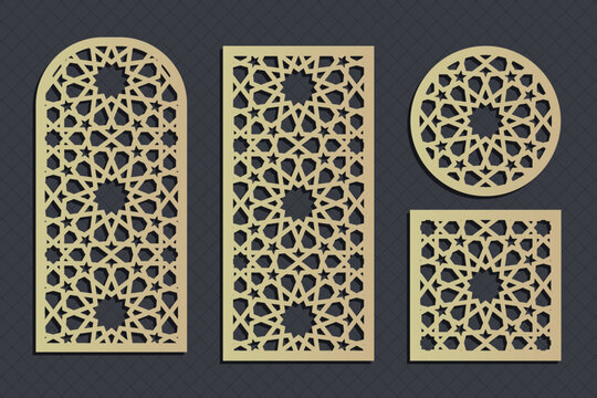 Set vector arches, eps,arch design for laser, plasma and cnc cutting. Oriental arabic patterns.Interior partition panels
