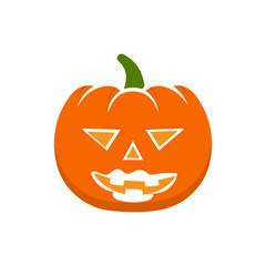 Pumpkin halloween cartoon. Pumpkin on white background. The main symbol of the Happy Halloween holiday. Orange pumpkin with smile for your design for the holiday Halloween. Vector illustration.