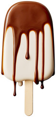 Obraz premium Melting Brown Popsicle Smooth and Decadent Frozen Treat cut out transparent isolated on white background PNG file