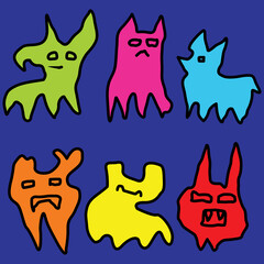 Halloween monster set cartoon character design