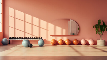  modern fitness room interior with modern furniture