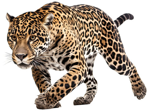 angry leaping jaguar illustration PNG element cut out transparent isolated on white background ,PNG file ,artwork graphic design.