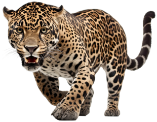 angry leaping jaguar illustration PNG element cut out transparent isolated on white background ,PNG file ,artwork graphic design.