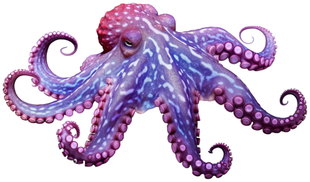 Octopus illustration PNG element cut out transparent isolated on white background ,PNG file ,artwork graphic design.